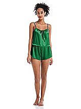 Alt View 1 Thumbnail - Shamrock Drawstring Neck Satin Cami with Bow Detail - Nyla