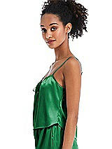 Side View Thumbnail - Shamrock Drawstring Neck Satin Cami with Bow Detail - Nyla