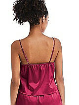 Rear View Thumbnail - Valentine Drawstring Neck Satin Cami with Bow Detail - Nyla