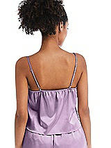 Rear View Thumbnail - Wood Violet Drawstring Neck Satin Cami with Bow Detail - Nyla