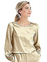 Front View Thumbnail - Banana Satin Pullover Puff Sleeve Top - Parker