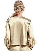 Rear View Thumbnail - Banana Satin Pullover Puff Sleeve Top - Parker