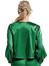 Rear View Thumbnail - Shamrock Satin Pullover Puff Sleeve Top - Parker