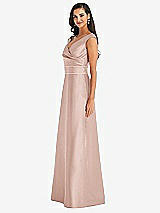 Side View Thumbnail - Toasted Sugar & Toasted Sugar Off-the-Shoulder Draped Wrap Satin Maxi Dress