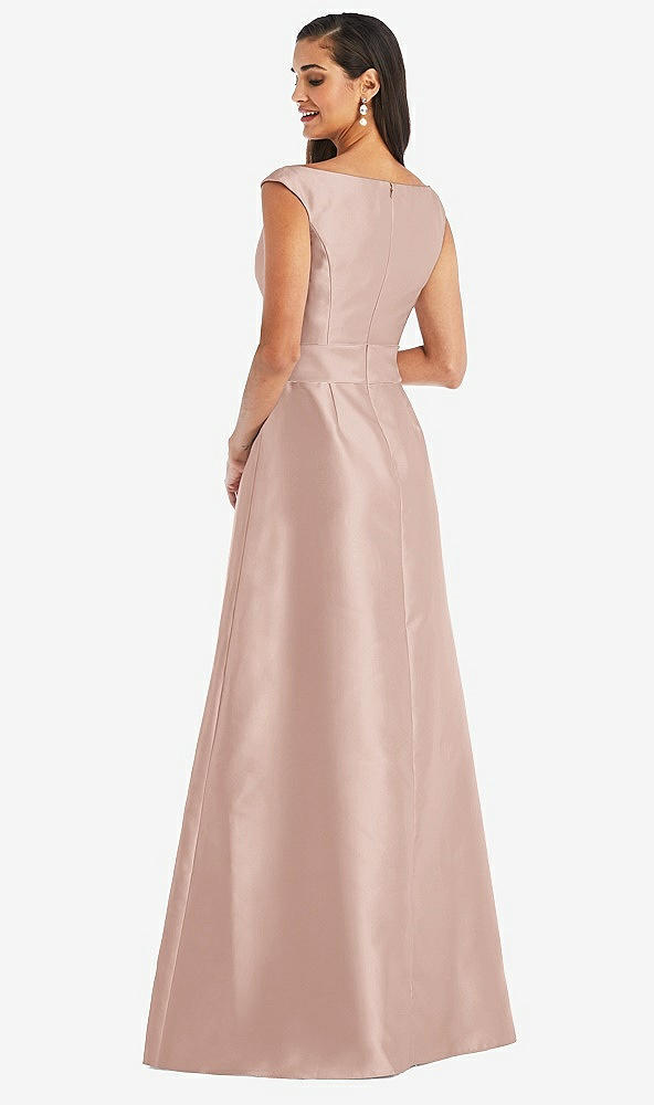 Back View - Toasted Sugar & Toasted Sugar Off-the-Shoulder Draped Wrap Satin Maxi Dress