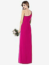 Rear View Thumbnail - Think Pink One-Shoulder Crepe Trumpet Gown with Front Slit