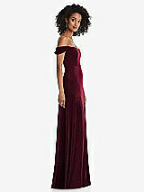 Alt View 1 Thumbnail - Cabernet Off-the-Shoulder Flounce Sleeve Velvet Maxi Dress