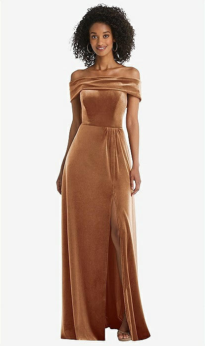 NWT Dessy Collection 1536 Velvet Wrap Maxi Dress Gown store Golden Almond