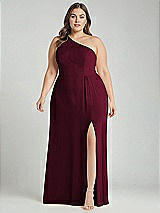 Alt View 1 Thumbnail - Cabernet One-Shoulder Chiffon Maxi Dress with Shirred Front Slit