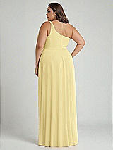 Alt View 2 Thumbnail - Pale Yellow One-Shoulder Chiffon Maxi Dress with Shirred Front Slit