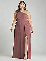 Alt View 1 Thumbnail - Rosewood One-Shoulder Chiffon Maxi Dress with Shirred Front Slit