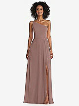 Front View Thumbnail - Sienna One-Shoulder Chiffon Maxi Dress with Shirred Front Slit