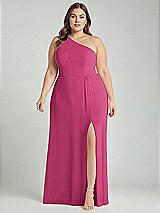 Alt View 1 Thumbnail - Tea Rose One-Shoulder Chiffon Maxi Dress with Shirred Front Slit