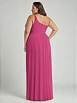 Alt View 2 Thumbnail - Tea Rose One-Shoulder Chiffon Maxi Dress with Shirred Front Slit