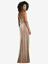 Rear View Thumbnail - Topaz Strapless Velvet Maxi Dress with Draped Cascade Skirt