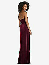 Rear View Thumbnail - Cabernet Strapless Velvet Maxi Dress with Draped Cascade Skirt