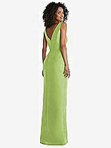 Rear View Thumbnail - Mojito Pleated Bodice Satin Maxi Pencil Dress with Bow Detail