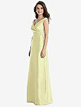 Side View Thumbnail - Butter Yellow Off-the-Shoulder Draped Wrap Maxi Dress with Pockets