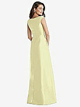 Rear View Thumbnail - Butter Yellow Off-the-Shoulder Draped Wrap Maxi Dress with Pockets