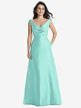 Front View Thumbnail - Coastal Off-the-Shoulder Draped Wrap Maxi Dress with Pockets