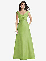 Front View Thumbnail - Mojito Off-the-Shoulder Draped Wrap Maxi Dress with Pockets