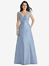 Front View Thumbnail - Cloudy Off-the-Shoulder Draped Wrap Maxi Dress with Pockets