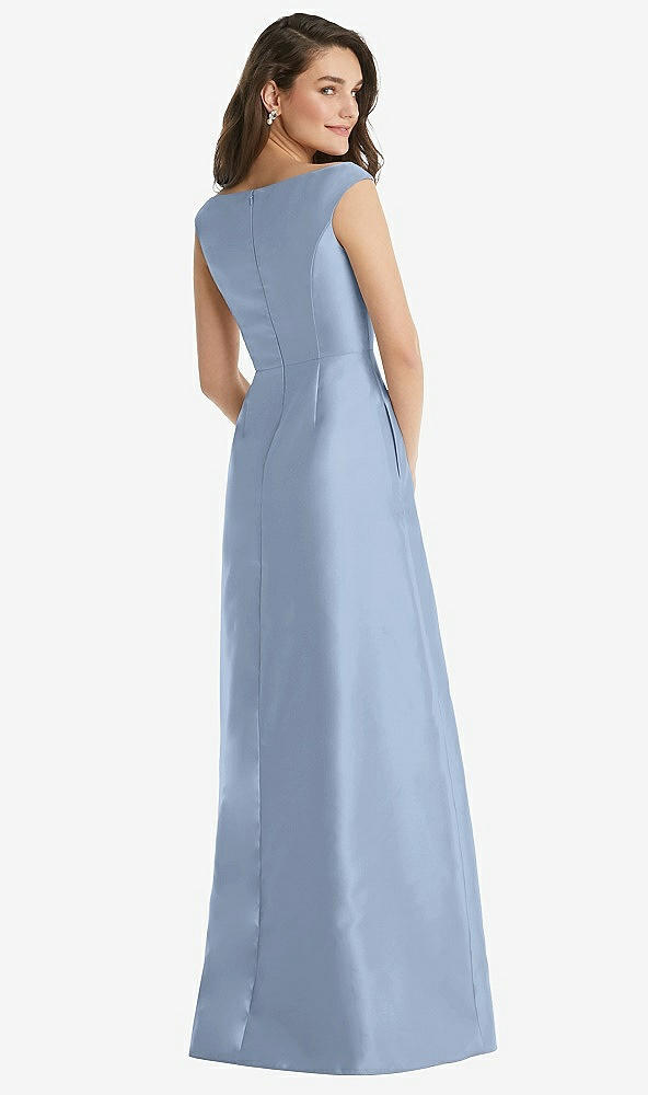 Back View - Cloudy Off-the-Shoulder Draped Wrap Maxi Dress with Pockets