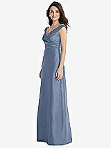 Side View Thumbnail - Larkspur Blue Off-the-Shoulder Draped Wrap Maxi Dress with Pockets