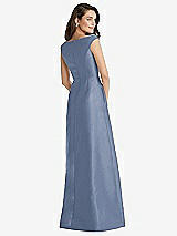 Rear View Thumbnail - Larkspur Blue Off-the-Shoulder Draped Wrap Maxi Dress with Pockets