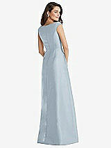 Rear View Thumbnail - Mist Off-the-Shoulder Draped Wrap Maxi Dress with Pockets