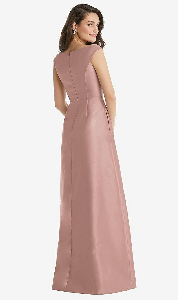 Back View - Neu Nude Off-the-Shoulder Draped Wrap Maxi Dress with Pockets