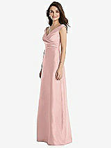 Side View Thumbnail - Rose Quartz Off-the-Shoulder Draped Wrap Maxi Dress with Pockets