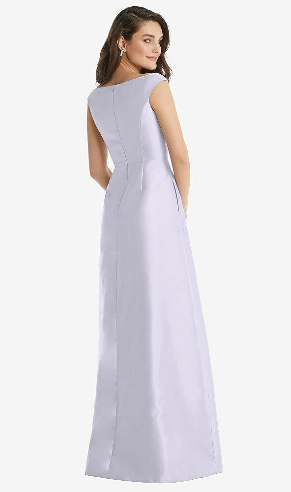 Back View - Silver Dove Off-the-Shoulder Draped Wrap Maxi Dress with Pockets