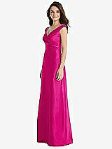 Side View Thumbnail - Think Pink Off-the-Shoulder Draped Wrap Maxi Dress with Pockets