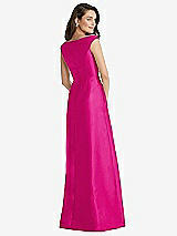 Rear View Thumbnail - Think Pink Off-the-Shoulder Draped Wrap Maxi Dress with Pockets