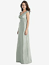 Side View Thumbnail - Willow Green Off-the-Shoulder Draped Wrap Maxi Dress with Pockets