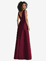 Rear View Thumbnail - Cabernet Jewel Neck Asymmetrical Shirred Bodice Maxi Dress with Pockets