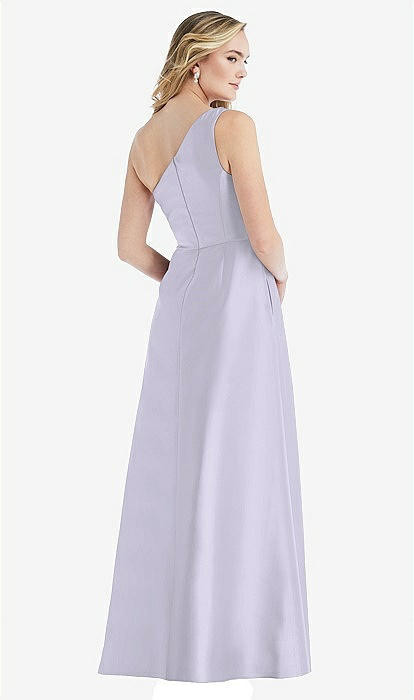 DESSY selling PLEATED DRAPED ONE-SHOULDER SATIN MAXI DRESS WITH POCKETS