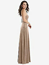 Side View Thumbnail - Topaz High Neck Halter Open-Back Velvet Dress - Alix