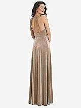 Rear View Thumbnail - Topaz High Neck Halter Open-Back Velvet Dress - Alix