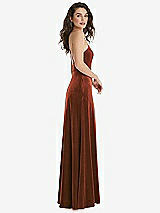 Side View Thumbnail - Auburn Moon High Neck Halter Open-Back Velvet Dress - Alix