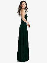 Side View Thumbnail - Evergreen High Neck Halter Open-Back Velvet Dress - Alix