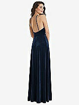 Rear View Thumbnail - Midnight Navy High Neck Halter Open-Back Velvet Dress - Alix