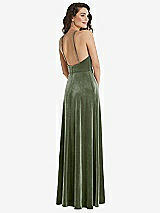 Rear View Thumbnail - Sage High Neck Halter Open-Back Velvet Dress - Alix