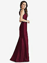 Side View Thumbnail - Cabernet Jewel Neck Bowed Open-Back Trumpet Dress with Front Slit