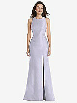 Front View Thumbnail - Silver Dove Jewel Neck Bowed Open-Back Trumpet Dress with Front Slit