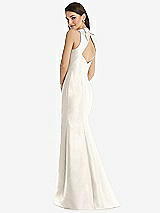 Rear View Thumbnail - Ivory Jewel Neck Bowed Open-Back Trumpet Dress 