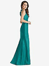 Side View Thumbnail - Jade Jewel Neck Bowed Open-Back Trumpet Dress 