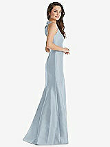 Side View Thumbnail - Mist Jewel Neck Bowed Open-Back Trumpet Dress 