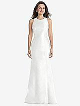 Front View Thumbnail - White Jewel Neck Bowed Open-Back Trumpet Dress 